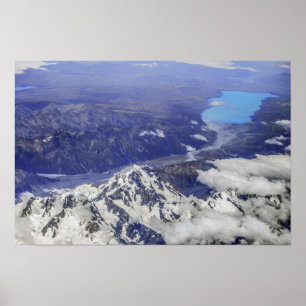 Aoraki Mount Cook  and Lake Pukaki, New Zealand Poster
