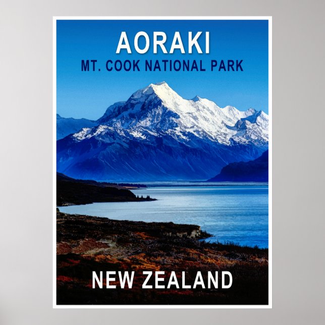 Aoraki New Zealand Travel Poster (Front)
