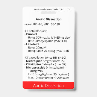 Aortic Dissection and Pulm Haemorrhage  ID Badge