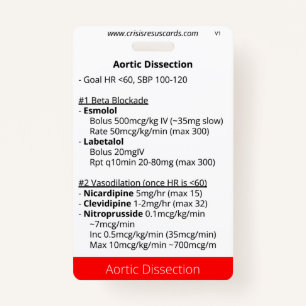 Aortic Dissection and Pulm Haemorrhage ID Badge