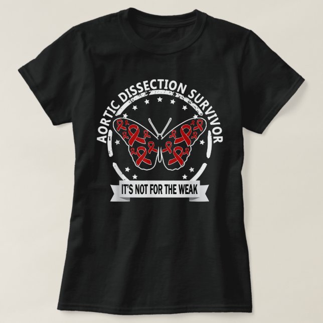 Aortic Dissection Survivor, red-ribbon raising awa T-Shirt (Design Front)