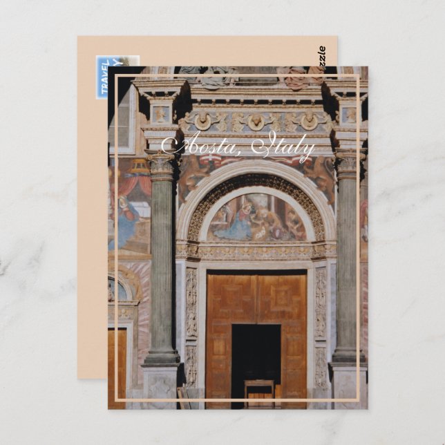 Aosta Cathedral Facade, Italy,  Postcard (Front/Back)