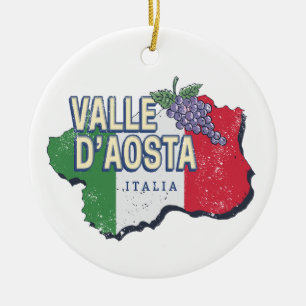 Aosta Valley Italy Region Map Vintage Souvenir Ceramic Tree Decoration