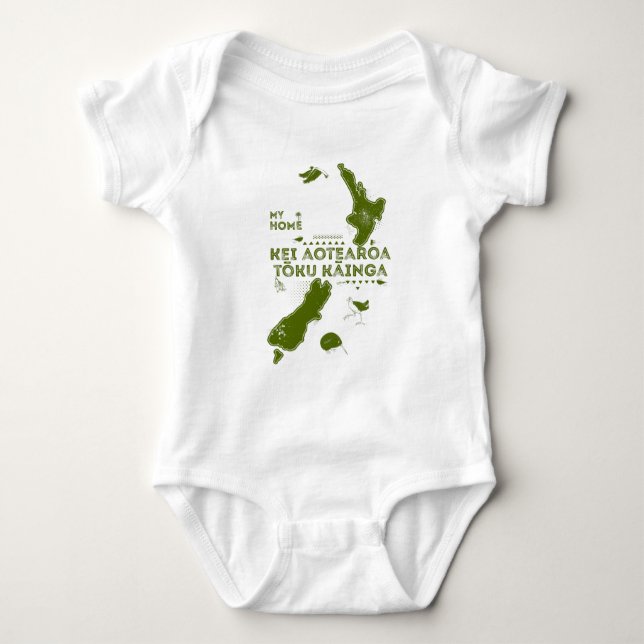 Aotearoa is my home baby bodysuit (Front)