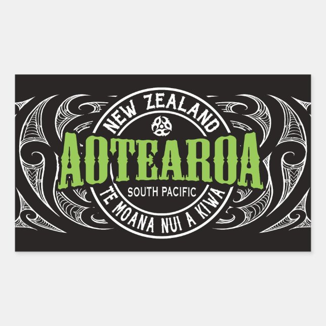 Aotearoa Lifer Moko Rectangular Sticker (Front)