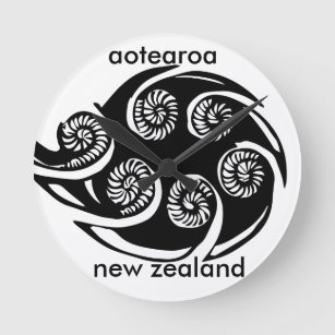 aotearoa new zealand koru design round clock