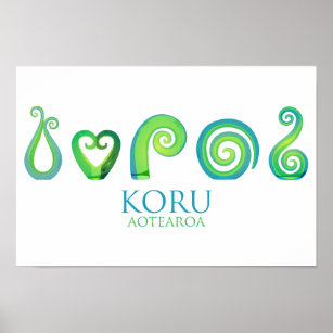 Aotearoa New Zealand Koru - Green Poster