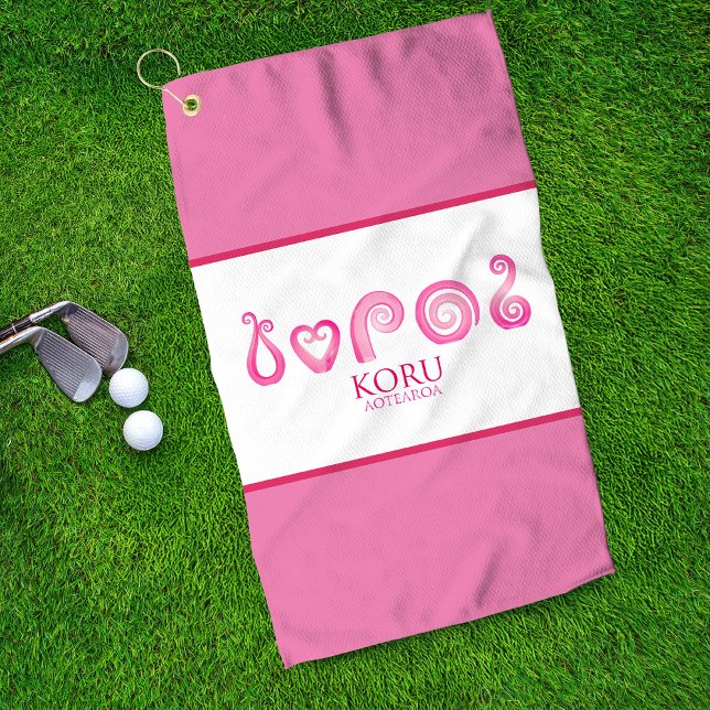 Aotearoa New Zealand Koru Tribal - Pink Golf Towel (Creator Uploaded)