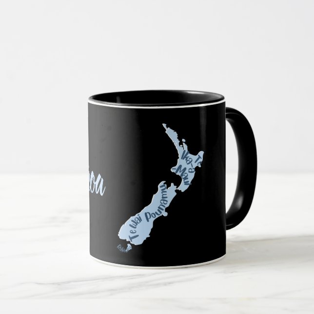 Aotearoa New Zealand Map, NZ Māori Language  Mug (Front Right)