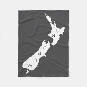 Aotearoa New Zealand With Kiwi Whanau Maori  Fleece Blanket