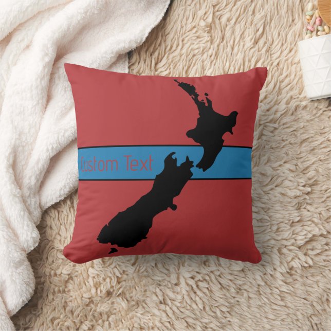 AOTEAROA NZ GRAPHIC BLACK ON RED KIWI NEW ZEALAND CUSHION (Blanket)
