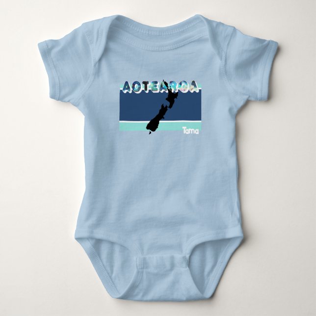 AOTEAROA PAUA KIWI NEW ZEALAND COUNTRY MAORI NAME  BABY BODYSUIT (Front)