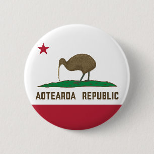 Aotearoa Republic Kiwi Flag New Zealand 6 Cm Round Badge