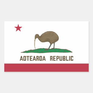 Aotearoa Republic Kiwi Flag New Zealand Rectangular Sticker