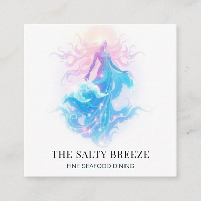 *~* AP13 Healing  80 Beach WAVE Birth of Venus Square Business Card (Front)