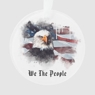 *~*  AP16  God Bless America EAGLE Flag Patriotic Ornament