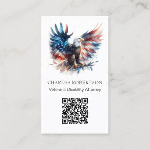 *~* AP16 - QR Photo American Flag Bald Eagle Business Card