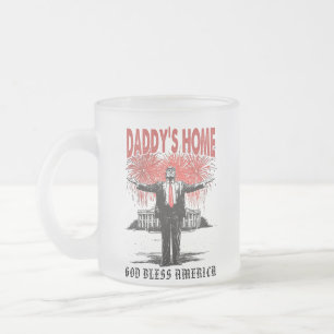*~* AP16 Trump Daddy's Home MAGA White House Frosted Glass Coffee Mug