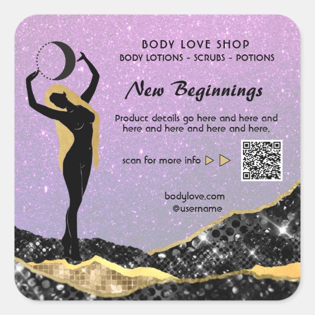 *~* AP24 Rainbow Goddess Intention Ombre Spell Square Sticker (Front)