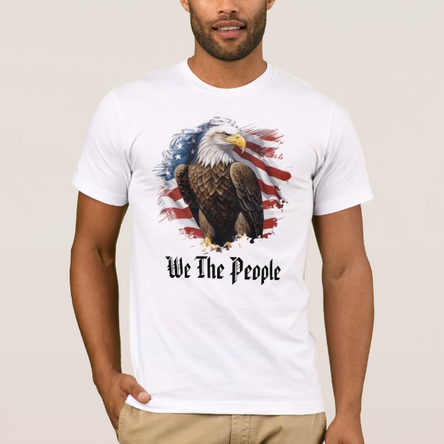 *~* AP27  Patriotic American Flag Bald Eagle Men T-Shirt (Front)