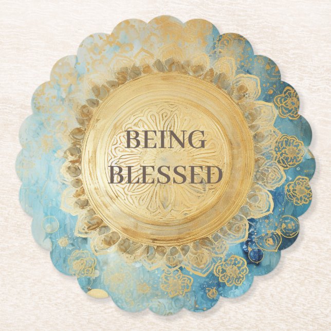 *~* AP2 BEING BLESSED SACRED Mandala  Paper Coaster (Front)