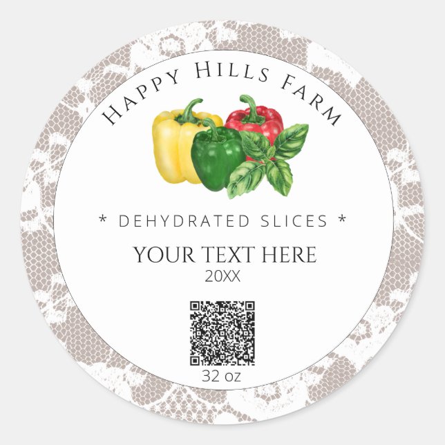 *~* AP30 DEHYDRATED Bell Peppers Canning QR Logo Classic Round Sticker (Front)