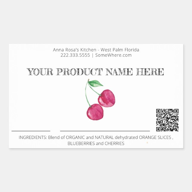 ~* AP30 DEHYDRATED Fruit QR -  PHOTO CHEERY Rectangular Sticker (Front)
