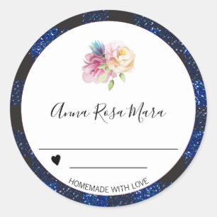 ~* AP30 Glitter Buffalo Gingham Canning Homemade Classic Round Sticker