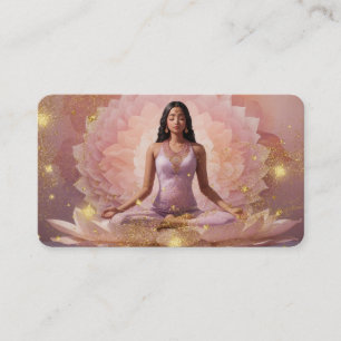 *~* AP32 Dusty Rose Stars Lotus Woman QR Mandala Business Card