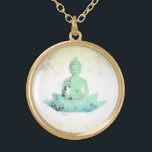 *~* AP33 Aqua  Buddha Botanical Floral Lotus  Gold Plated Necklace<br><div class="desc">(( search id AP33 for similar designs )) Simple and Minimal Abstract Boho Zen Watercolor soft with GOLD areas. There are options in shape and metal plating colours in Silver Plate and Gold Plate. * Energetically Enhanced Bohemian Botanical Garland / Bouquet Floral / Flowers Pastel Modern Popular softly Colourful Zen...</div>