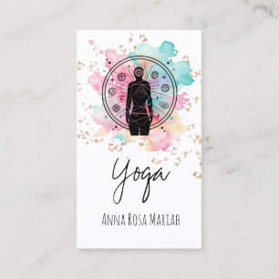 *~* AP33 Glitter Yoga Rainbow Chakra Spiritual Business Card