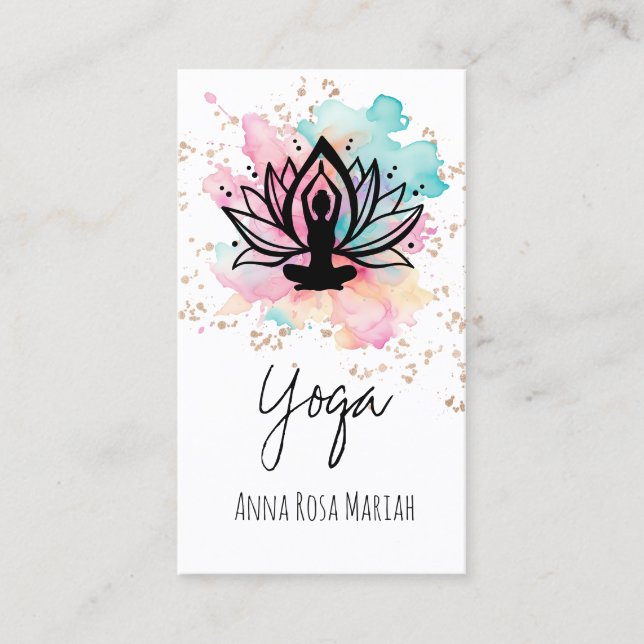 *~* AP33  Yoga Rainbow Chakra Spiritual Lotus Business Card (Front)