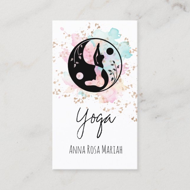 *~* AP33 Yoga Rainbow Chakra Spiritual Yin Yang Business Card (Front)