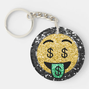 *~* AP40 LUCKY Dollar Signs Green Emoji Keychain