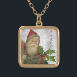 *~* AP40 Vintage Santa and Holly PEACE Gold  Gold Plated Necklace<br><div class="desc">(search AP40 and AP44 for similar items ) * Energetically Enhanced Retro Vintage Saint Nick , ST Nick , Santa Claus , Said Nicholas , Jewellery With Intention (r) Holly and Red Berries / Berry / and saint Nick Nostalgic Old Fashioned Retro Antique Victorian Vintage Santa Claus Saint Nicholas and...</div>