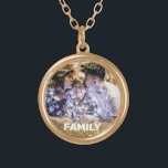 *~* AP42 FAMILY Photo Picture Image Glitter Gold Plated Necklace<br><div class="desc">ROUND NECKLACE / PENDANT (search id AP42 for similar designs on various products ) * Energetically Enhanced remembrance Keepsake memories memory family. Family Photo / Family Photograph. Upload your family picture. Right now the text reads "FAMILY" A text area is available. Personalise Customise the font colour , font size actual...</div>