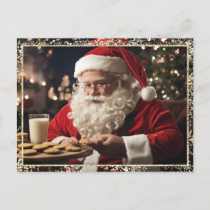 *~* AP44 Christmas Santa Cookies Milk PHOTO  Holiday Postcard