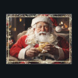 *~* AP44 Christmas Santa Cookies PHOTO Glitter Holiday Postcard<br><div class="desc">(search AP44 (Christmas Holiday ) and AP40 (jewellery) for similar items ) * Santa Claus , Kriss Kringle , St Nick or Saint Nicholas is enjoying a bunch of cookies with milk. There is a festive sparkling faux GOLD GLITTER inner frame for this whimsical image. The back of this design...</div>