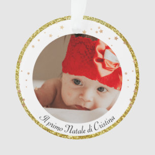 *~* AP44 First Christmas Gold Poinsettia PHOTO Ornament