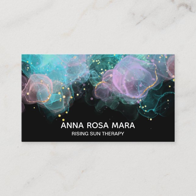*~* AP46 Pastel Gold Glitter QR Abstract Ink LOGO Business Card (Front)