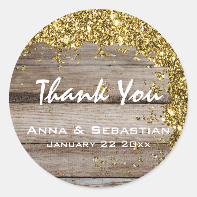 *~*  AP49 Distressed Aged Wood Glitter Generic Classic Round Sticker (Front)