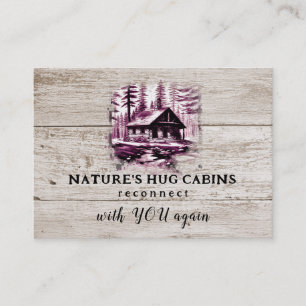 *~* AP49 Rustic Cabin Sketch QR Wood Planks  Business Card