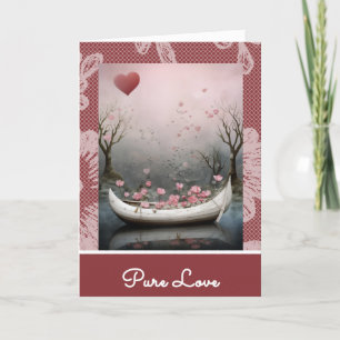 *~* AP51 17 Romantic House Boat Hearts Valentine Holiday Card