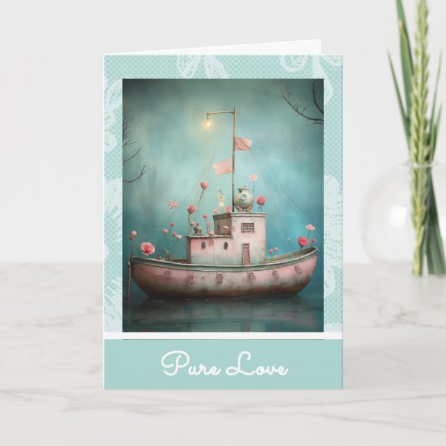 *~* AP51  19  Love Boat Hearts Romantic Valentine  Holiday Card (Front)