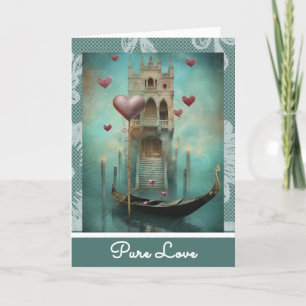 *~* AP51 3 Romantic Love Boat Hearts Valentine Holiday Card