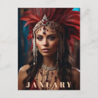 *~* AP53  Boho JANUARY Headdress GARNET 