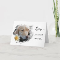 *~* AP61 Flower Sick Get Well Gold Dog