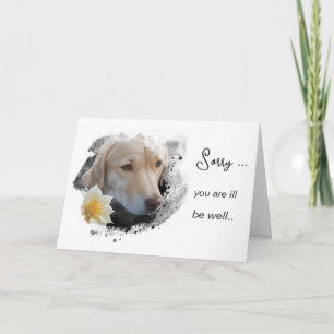 *~ AP61 Get Well Unhappy Sad Dog Flower Card
