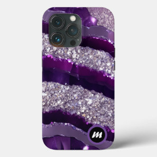 *~* AP66 Glam QR Lavende Purple Silver Glitter  iPhone 13 Pro Case