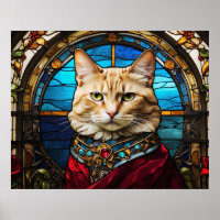 *~* AP68 5:4 Cat Feline Watercolor Stained Glass